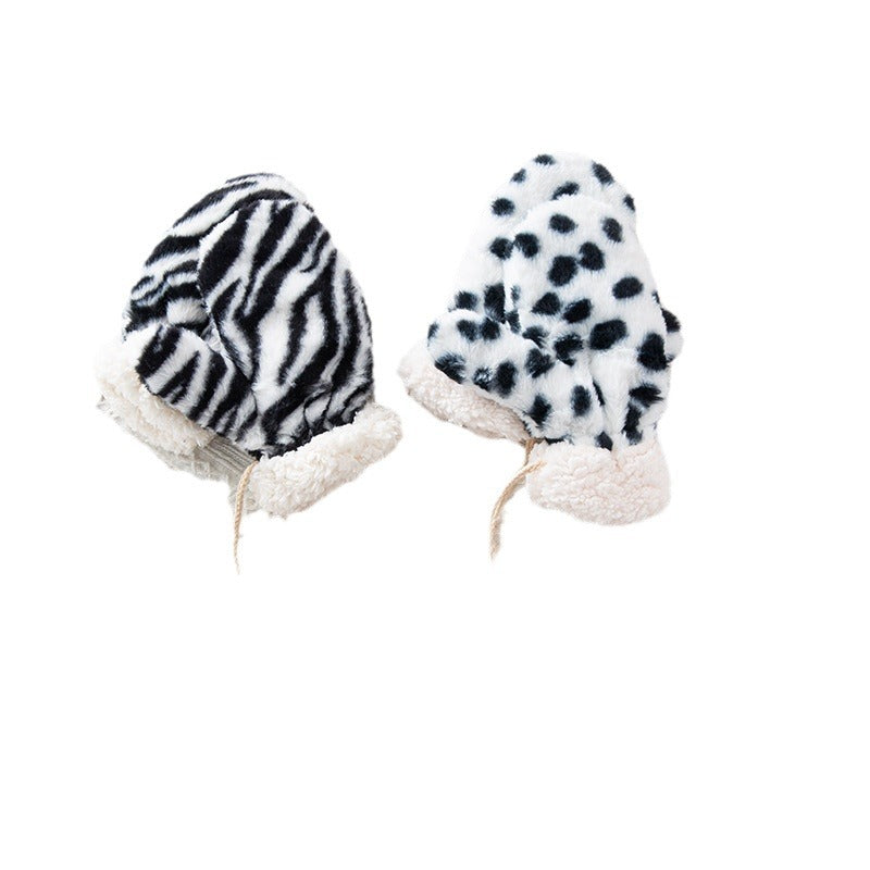 Wholesale Camel Wool Warm Retro with Thick Leopard Print Gloves